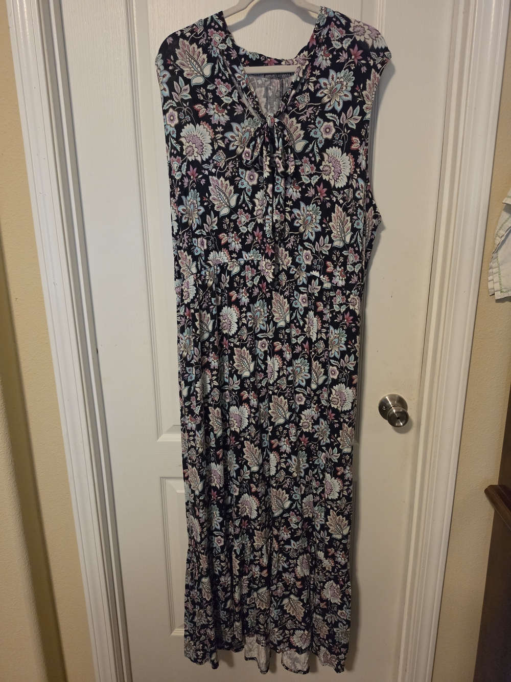 Lane Bryant Navy Floral Tie-Front Maxi Dress